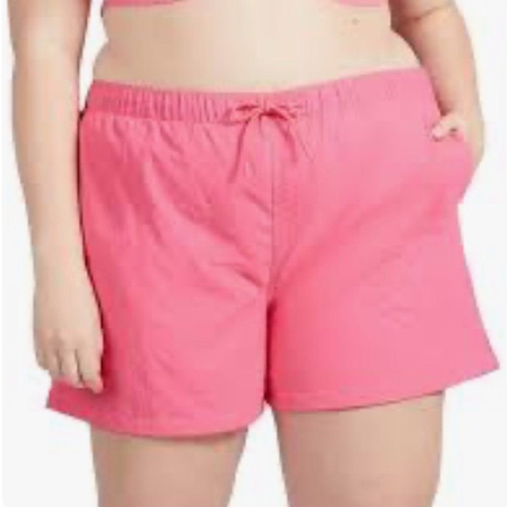 NWT [Cozi] Mesh Lined Nylon Shorts in Pink, Pockets & Drawstring, Women's Sz XS